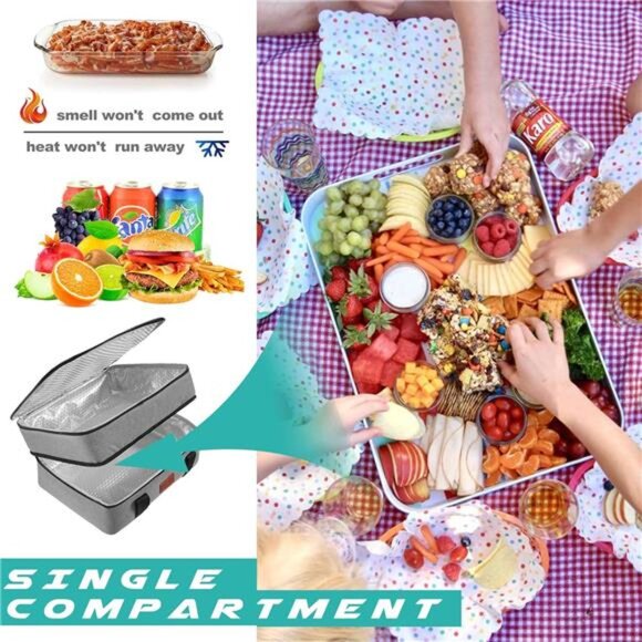 Lunch Bag Insulated Thermal FoodCarrier Insulated Double Decker CasseroleCarrier - Picture 2 of 7